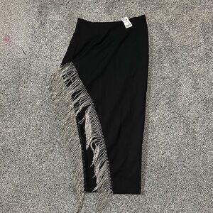 AKIRA Black Skirt with Metallic Fringe